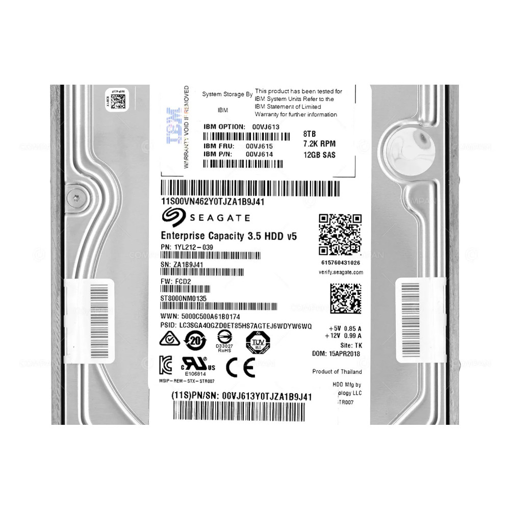 00VJ615 IBM HDD 8TB 7.2K SAS 12G 3.5" LFF HOT-PLUG FOR TS7760